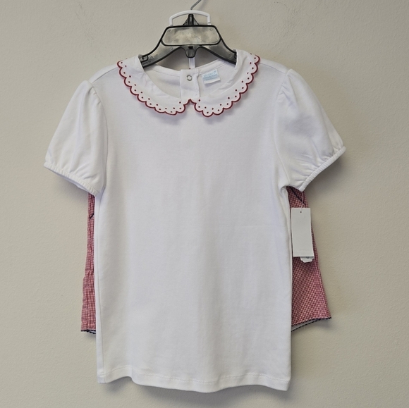 Edgehill Collection Peter Pan Collar Gingham Short Set Red 6 - Picture 2 of 11